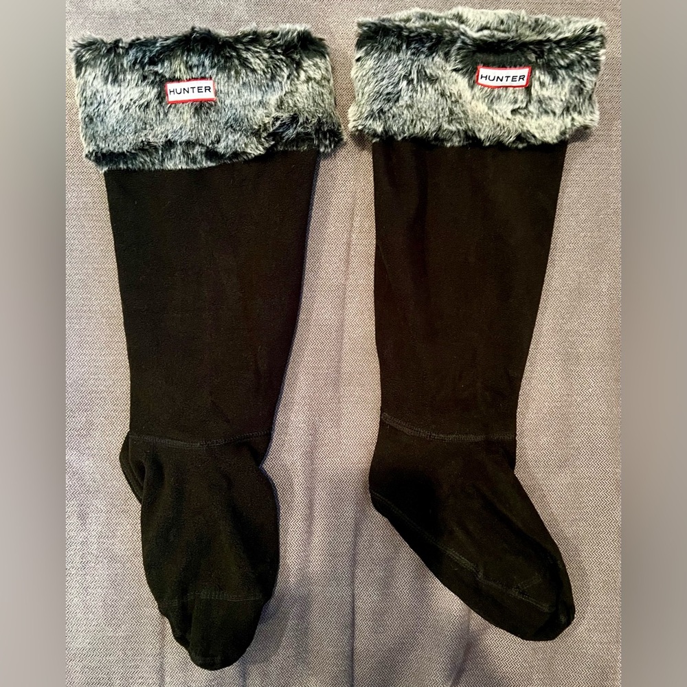 Hunter Tall Boot Grizzly Black & Gray Welly Socks Womens Size ML (8-10) NEW